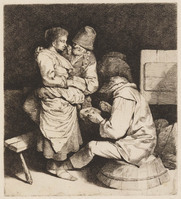 KG 04729
<br/>
Jonge waardin met mannen in herberg
<br/>
<em>Bega, Cornelis (1631/32-1664)</em>
